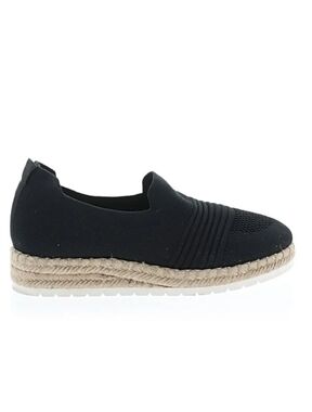 Adrienne Vittadini Black Knit Espadrille Platform Slip-On